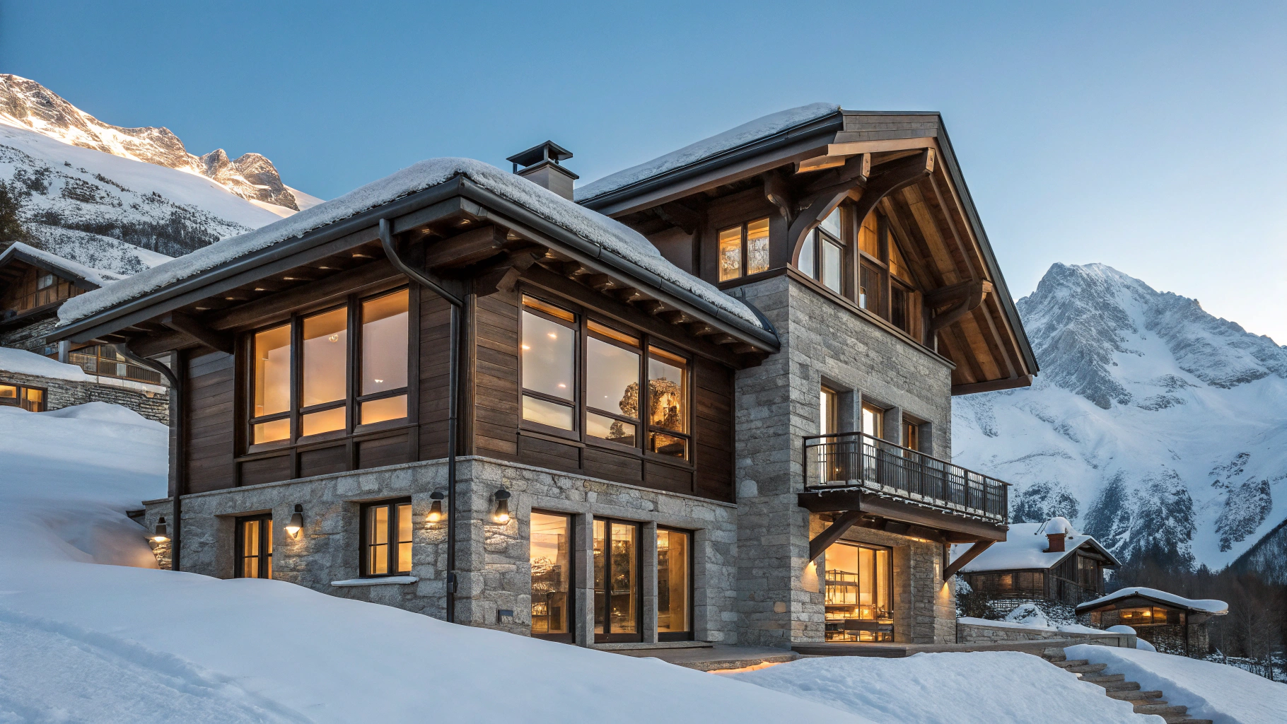 Full Alpine Facade & Landscape