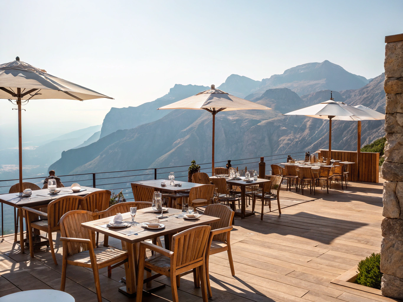 Covered mountain dining pavilion featuring a 14-foot reclaimed trestle table