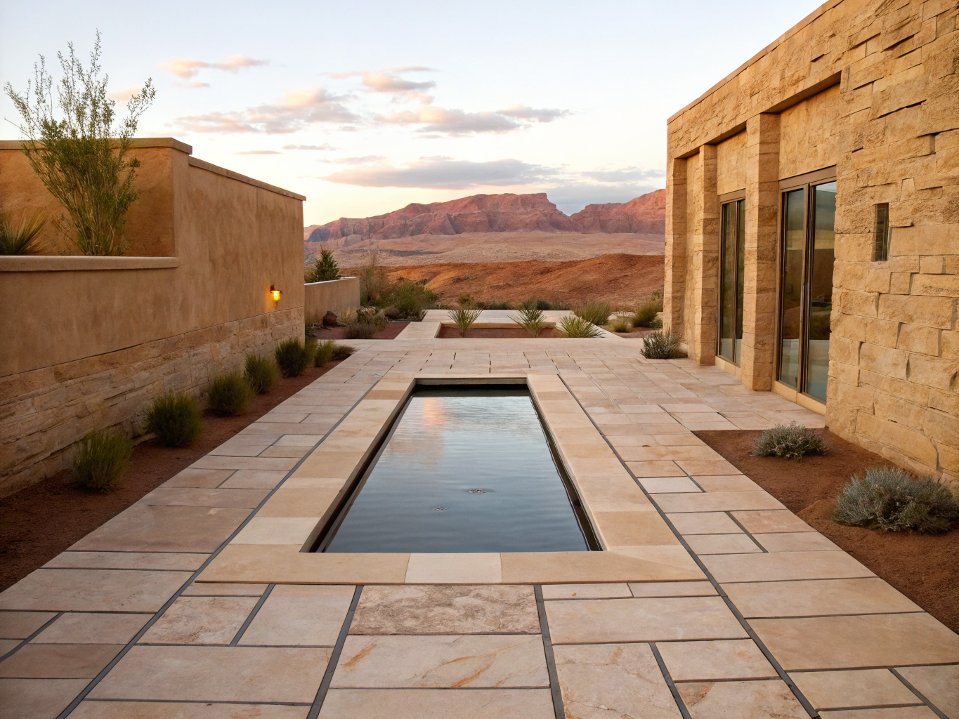 Courtyard Reflection Sanctuary - Landscape Integration in Paradise Valley, Montana