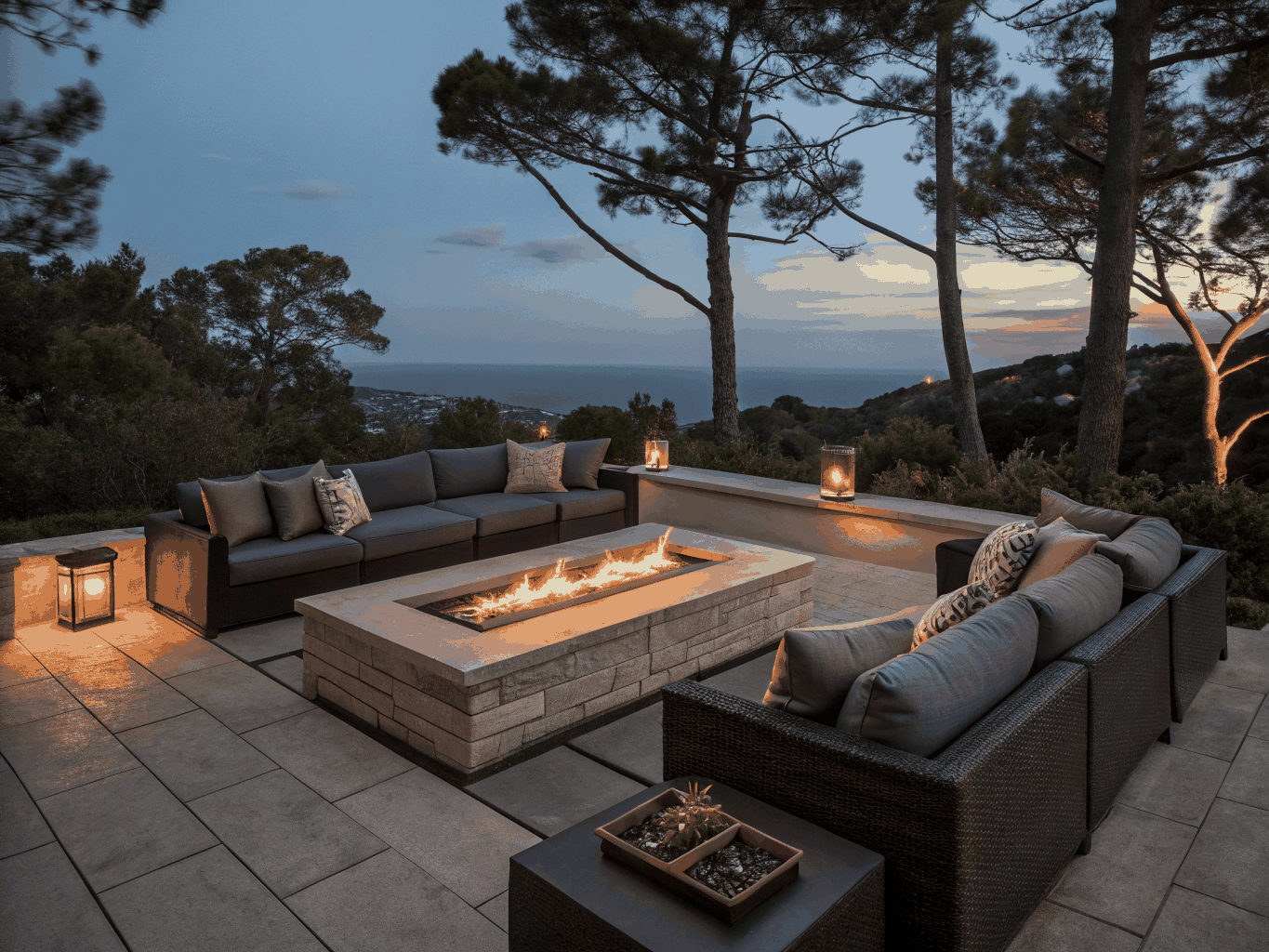 Minimalist Fireplace Terrace - Outdoor Living in Whitefish, Montana