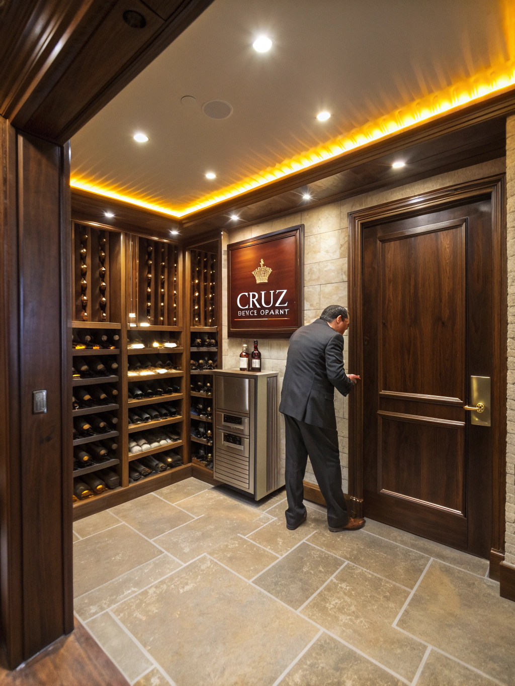 Custom Walnut Wine Reserve - Specialty Interiors in Lakeside, Montana